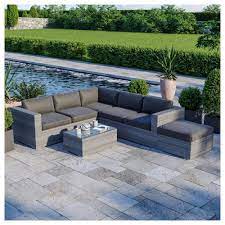 ensemble salon de jardin en resine tressee fonctionnel avec coffres de rangement integres gris farenza salon de jardin et ensemble repas mobilier de jardin jardin et plein air gifi