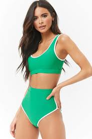 Scoop Neck Contrast Trim Bikini Top Forever 21 In 2019