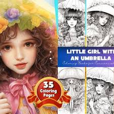 Girl With Umbrella Coloring Page