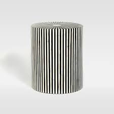Black And White Striped End Table Stripe Inlay Side Table Side Table Bone Inlay Side Table Furniture Side Tables
