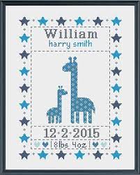 Cross Stitch Baby Birth Sampler Birth Announcement Giraffes Etsy Cross Stitch Cross Stitch Patterns Baby Cross Stitch Patterns