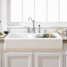 Drop In Style Apron Sink 299 34 X 23 X 10 Atg Stores By Lowes Faucet Is Installed On The Farmhouse Sink Kitchen Deep Sink Kitchen Apron Front Kitchen Sink