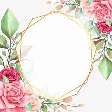 Floral Border With Geometric Frame For Wedding Invitation Card Wedding Card Frames Floral Border Design Floral Border