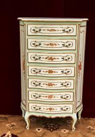 French Provincial Tall Dresser Cream Colored With Painted Flowers Gold Trim French Provincial Dresser French Provincial Dressers And Chests