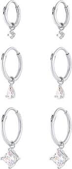 Ob elegant zur festlichen abendgarderobe oder farbenfroh mit edelsteinen. Elli Ohrringe 3er Set Trio Creolen Einhanger Zirkonia 925 Silber Silber Gortz 92854601