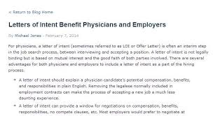 Letters Of Intent Benefit Physicians And Employers Letter Of Intent Intentions Lettering