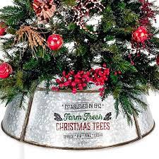 Kibaga Farmhouse Christmas Tree Collar Authentic Easy Set Up 30 Tree Ring Tree Skirt Decorates Your Home For The Holidays Christmas Decorations Cool Christmas Trees Christmas Tree Stand Cover Metal