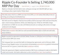 I'm talking about ripple xrp. Young And Investing On Twitter Ripple Co Founder Jed Mccaleb Has Sold An Estimated 1 74 Million Xrp Per Day In 2020 The Wallets That Are His Have Seen A Decrease Of 630 Million