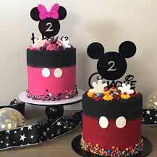 My Favourite Twins Turn 2 Mickey And Minnie Theme S For Charlie And Holly These Cake Toppers Mickey And Minnie Cake Minnie Mouse Birthday Cakes Minnie Cake