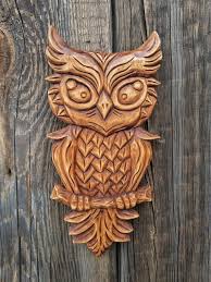 Wood Owl Hand Carved Owl Wood Wall Decor Wood Owl Carvings Etsy Wood Owls Wooden Owl Wood Wall Hanging