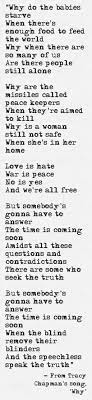 Lyrics From Tracy Chapman S Song Why Http Www Humancondition Com Song Lyric Quotes Song Quotes Lyrics