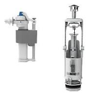 Chasse d'eau + robinet flotteur à ouverture différé Flomasta, double bouton  poussoir + étrier