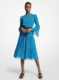 Scopri gli abiti da donna etro: Floral Georgette Bell Sleeve Shirtdress Michael Kors