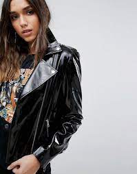 Boohoo Patent Biker Jacket 114 Biker Jacket Jackets Biker Jacket Style