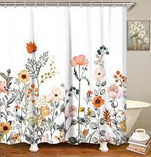 Livilan Fabric Floral Shower Curtain Set With 12 Hooks Watercolor Decorative Bath Curt In 2020 Floral Shower Curtains Modern Bathroom Accessories Unique Shower Curtain