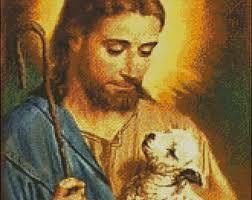 The Lamb of God-- Cross Stitch Pattern Chart Needlework Counted , Print  Paper Shipped by Mail