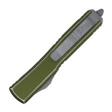 Microtech Ultratech Tanto, Distressed OD Aluminum / Stonewash Full Serrated  M390 - 123-12DOD