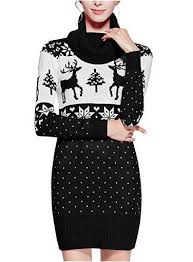 Cute Cowl Neck Christmas Sweaters Dress In Red And Black Christmas Sweaters Christmas Women Sweaters