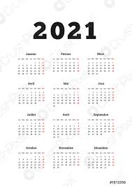 År, bortsett fra år som er delelige på 100. 2021 Jahr Einfacher Kalender In Franzosischer Sprache Din A4 Stock Vektorgrafi Crushpixel