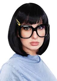 Amazon.com: ALLAURA Tina Belcher Wig + Black Glasses + Yellow Hair Clip  Set, Edna Black Bob Wig