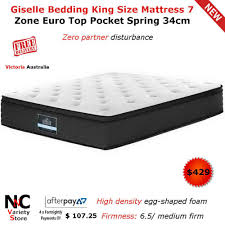 Giselle Bedding King Size Mattress 7 Zone Euro Top Pocket Spring 34cm King Size Mattress Mattress King Size