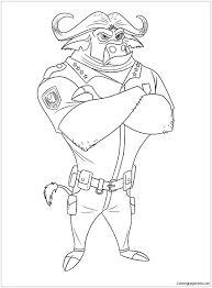 Zootopia Bogo Chief Coloring Page Zootopia Coloring Pages Disney Coloring Pages Chief Bogo