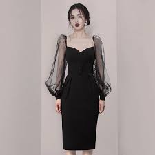 Black Mesh Long Sleeve Evening Dress Formal Dresses Evening Gown Black Gown Dress Long Sleeve Vestidos De Fiesta Dress Elegant Evening Dresses Aliexpress