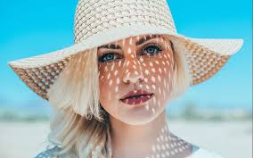 Lovely girl blonde hat summer wallpaper