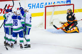 The vancouver canucks are a team in the national hockey league (nhl). Calgary Flames Get Extinguished 5 1 By The Vancouver Canucks Matchsticks And Gasoline