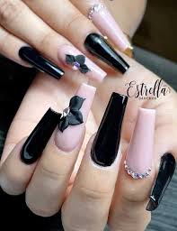 ¡ nunca mas volverás a limar ni pulir las uñas, con mi técnica eso es cosa del pasado.! Unas Negras Disenos Largas El Color De Esmalte Que Esta Predominando Este Ano 2018