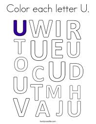 Color Each Letter U Coloring Page Twisty Noodle Lettering Letter U Bee Coloring Pages