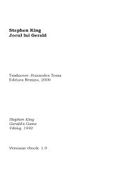 Pe okazii.ro cumperi online produse cu reducere si livrare gratuita din stoc. Stephen King Jocul Lui Gerald
