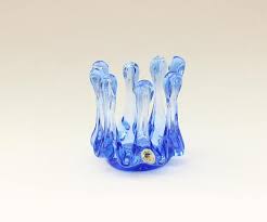 Richland votive candles & eastland colored votive holders set of 12. Stunning Vintage Blue Crystal Glass Candle Holder Votive With Fingers Made By Granna Glass Factory Sweden Scandinavian Glass Candle Glass Candle Holders Candle Holders