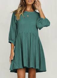 Casual Travel History Green Dress Green Dress Casual Knee Length Dresses Casual Fashion