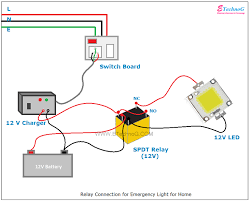 Led light wiring diagram with relay. Relay Connection And Wiring Diagram For Emergency Light Etechnog