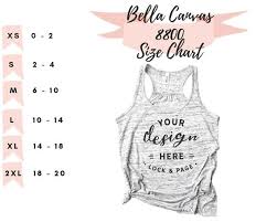 Bella Canvas 8800 Size Chart T Shirt Tank Top Muscle Racerback Vest Mockup Flat Lay