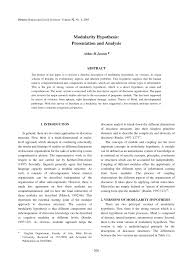 A hypothesis is a prediction of the outcome of a test. Pdf Modularity Hypothesis Presentation And Analysis