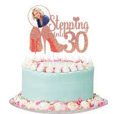 A pretty sherbet coloured birthday cake to celebrate a 60th birthday. Rose Gold Glitter Stepping Into 30 Cake Topper Women S 30th Birthday Cake Topper 30th Birthday Party Decorations Buy Online At Best Price In Ksa Souq Is Now Amazon Sa Grocery