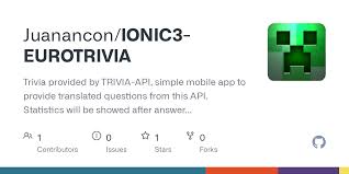 Many were content with the life they lived and items they had, while others were attempting to construct boats to. Github Juanancon Ionic3 Eurotrivia Trivia Provided By Trivia Api Simple Mobile App To Provide Translated Questions From This Api Statistics Will Be Showed After Answer All The Questions