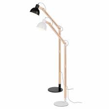 Stehleuchte Maarten Holz Metall Schwarz Weiss Eiche Natur Stehlampe Holz Eiche