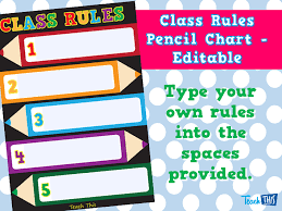 Class Rules Pencil Chart Editable Teacher Resources And
