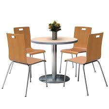 Silver Base Cafe 36 Round Table With Four Jive Stack Chairs Dining Table Setting Cafeteria Table Table And Chair Sets