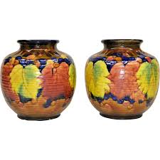 Pair Vintage Awaji Pottery Vases Pottery Vase Pottery Art Pottery