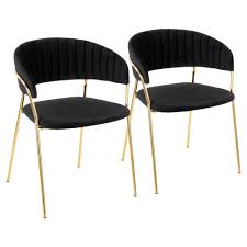 Lumisource Tania Gold With Black Velvet Arm Chair Set Of 2 Ch Tania Au Bk2 The Home Depot Glam Chair Side Chairs Dining Contemporary Chairs