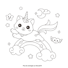 Coloriage chat arc-en-ciel à imprimer