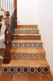 Spanish Colonial Stairway Stairs Design Tiled Staircase Tile Steps