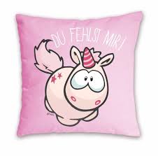 Nici Kissen Einhorn Theodor Spruch Baumwolle Bunt Du Fehlst Mir Nici Kissen Kissen Nici