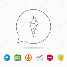 Ice Cream Icon Sweet Dessert In Waffle Cone Sign Frozen Food