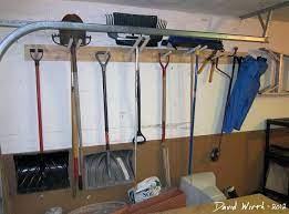 Lawn and garden tools hanging in garage usa stock photo 60173417. How To Build A Shelf For The Garage Tool Rack Garden Tool Storage Garage Shelf