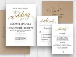Calligraphy Wedding Invitation Set Elegant Faux Gold Script Wedding Invitations Printing Wedding Invitations Script Wedding Invitations Wedding Invitation Sets